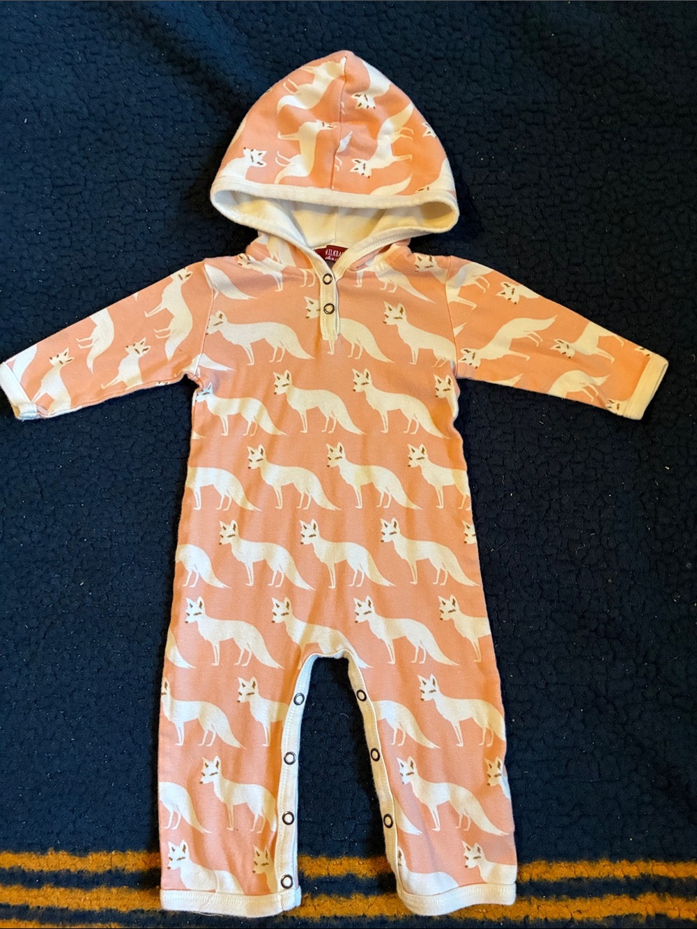 Milkbarn Peach / pink Fox Hooded One-Piece Footie